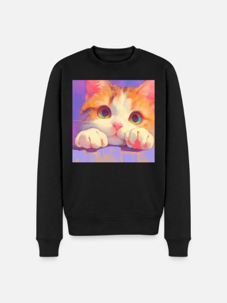 Cat, Cat Motif - Men's Premium Organic Jumper - black