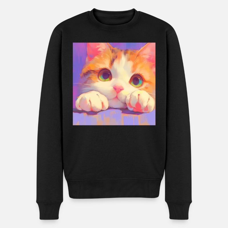 Katze, katzenmotiv - Männer Premium Bio Pullover - Schwarz