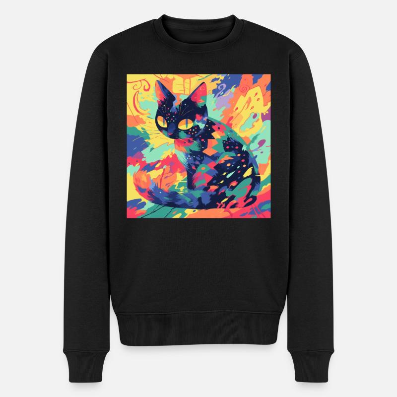 Katze, katzenmotiv - Männer Premium Bio Pullover - Schwarz