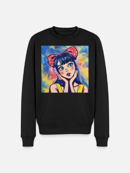 Anime, Retro Waifu, Japan - Men's Premium Organic Jumper - black