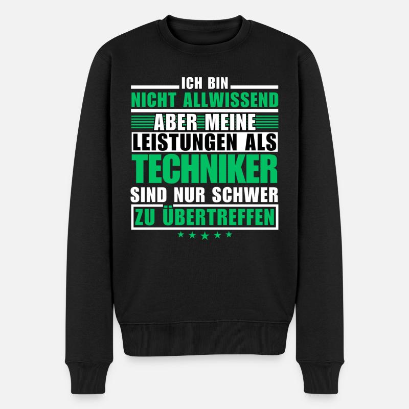 Unübertroffene Leistung als Techniker - Männer Premium Bio Pullover - Schwarz