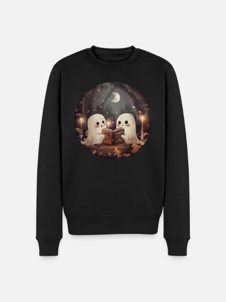 Ghosts, Reading, Book, Library, Halloween - Men's Premium Organic Jumper - black