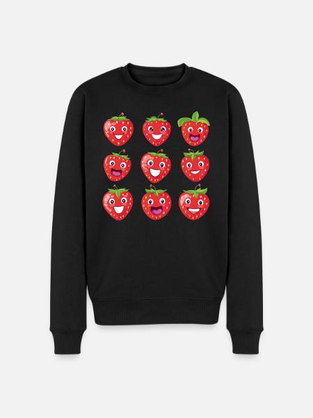 Erdbeere, Sommer, Frucht - Männer Premium Bio Pullover - Schwarz