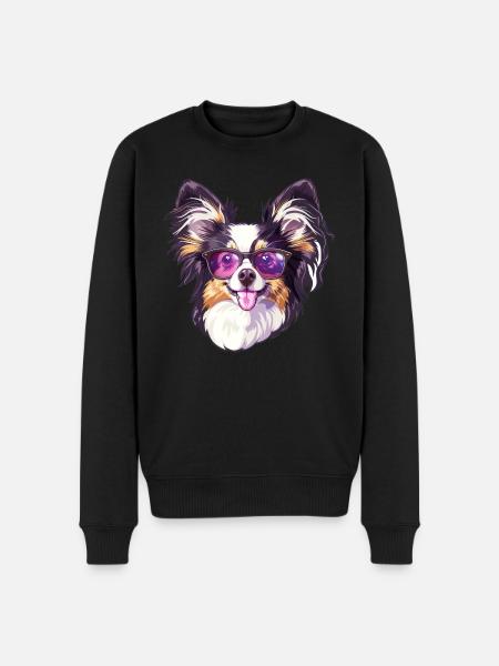 Continental Miniature Spaniel Papillon - Men's Premium Organic Jumper - black