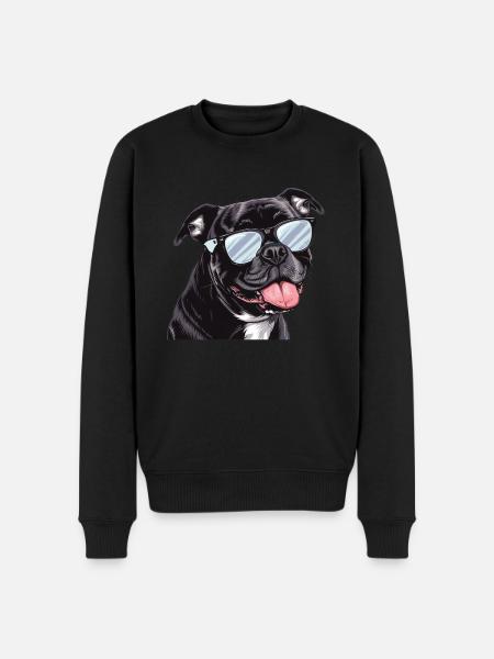 Staffordshire Bullterrier, Hund, Solglasögon - Ekologisk premiumtröja herr - svart