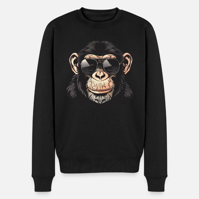 Chimpanzee, monkey, sunglasses, summer, gift - Men's Premium Organic Jumper - black