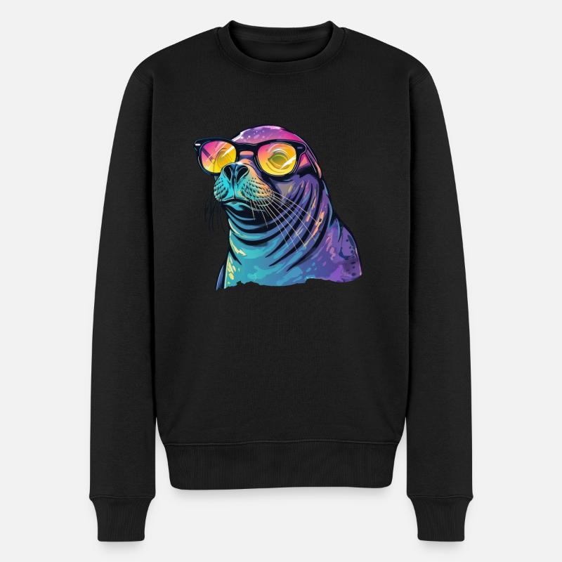 Robbe Seelöwe Sonnenbrille - Männer Premium Bio Pullover - Schwarz