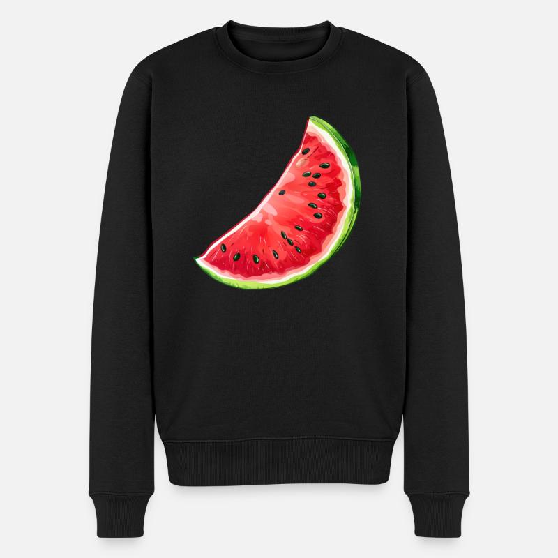 Wassermelone, Melone, Frucht, Sommer, Süß - Männer Premium Bio Pullover - Schwarz