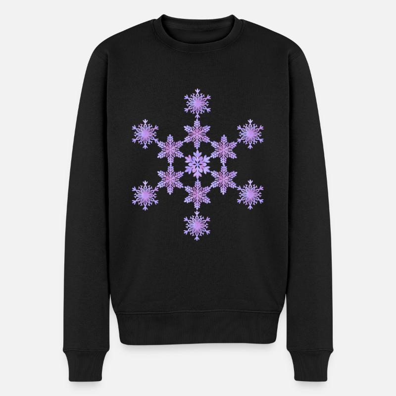 Schneeflockenmandala - Männer Premium Bio Pullover - Schwarz