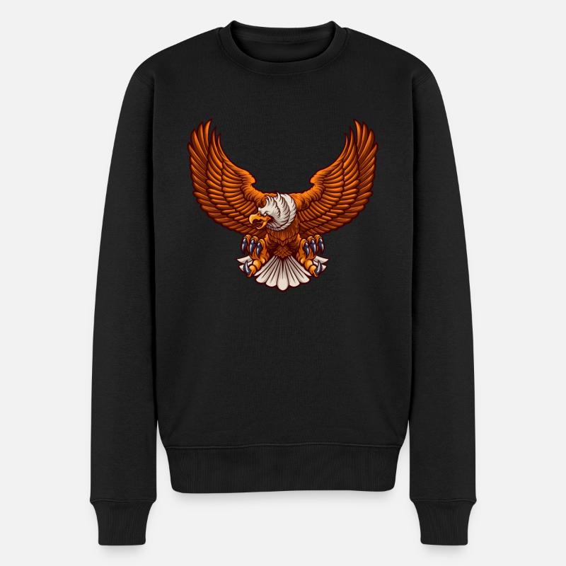 Adler fliegt und greift mit Krallen - Männer Premium Bio Pullover - Schwarz