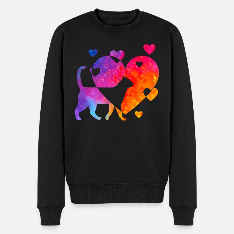 Katzenliebe - Männer Premium Bio Pullover - Schwarz