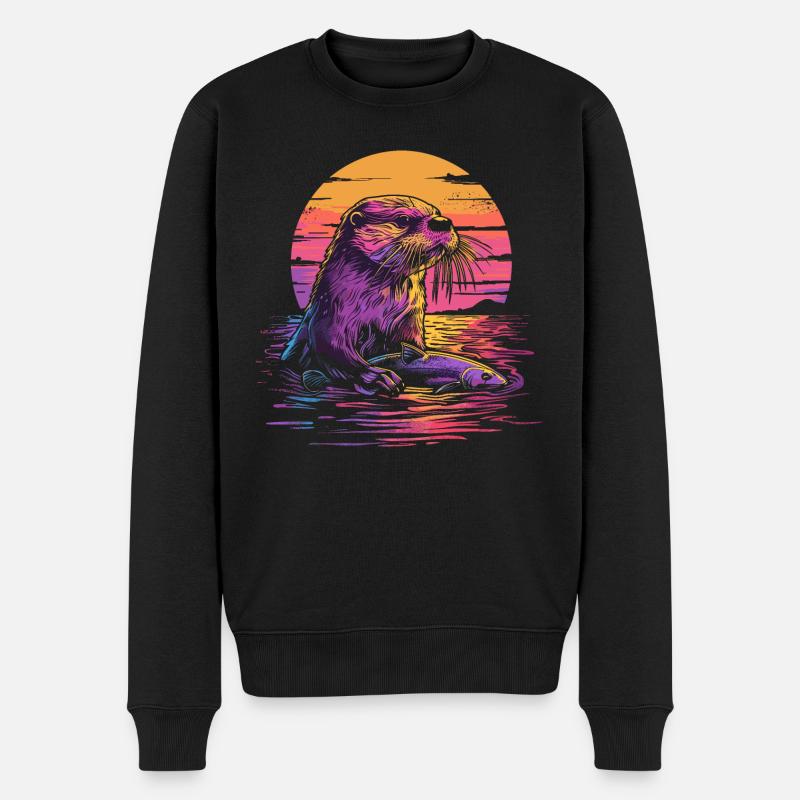 Loutre Loutre Poisson loutre - Pull Premium bio Homme - noir
