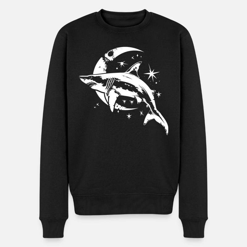 Requin Lune Étoiles - Pull Premium bio Homme - noir
