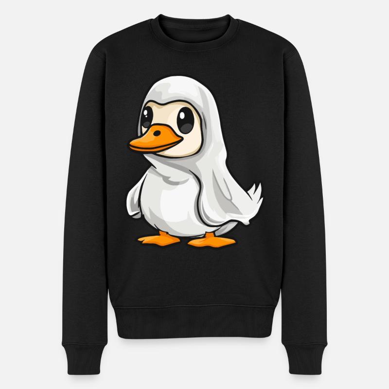 Gans Halloween Comic Geist - Männer Premium Bio Pullover - Schwarz