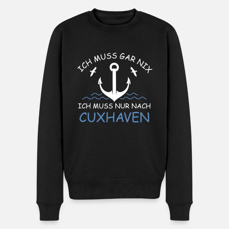 Ich muss gar nix ich muss nur nach Cuxhaven - Männer Premium Bio Pullover - Schwarz