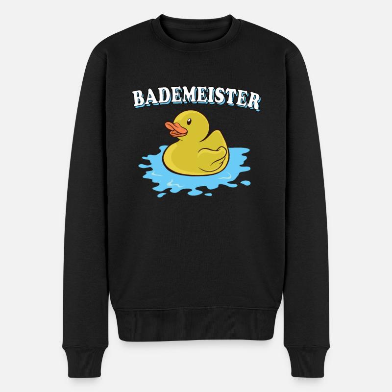 Bademeister Gummiente - Männer Premium Bio Pullover - Schwarz