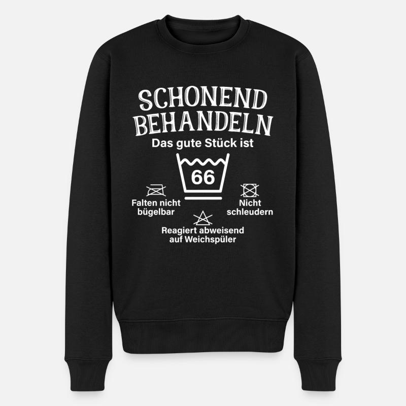 Schonend Behandeln 66 Geschenk Zum 66. Geburtstag - Männer Premium Bio Pullover - Schwarz