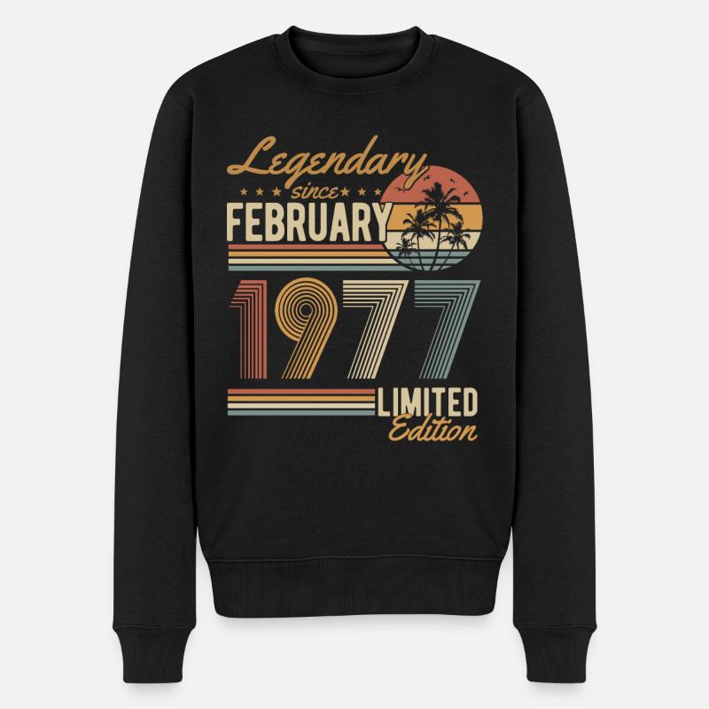 Februar 1977 Jahrgang geboren Geburtstag Retro - Männer Premium Bio Pullover - Schwarz