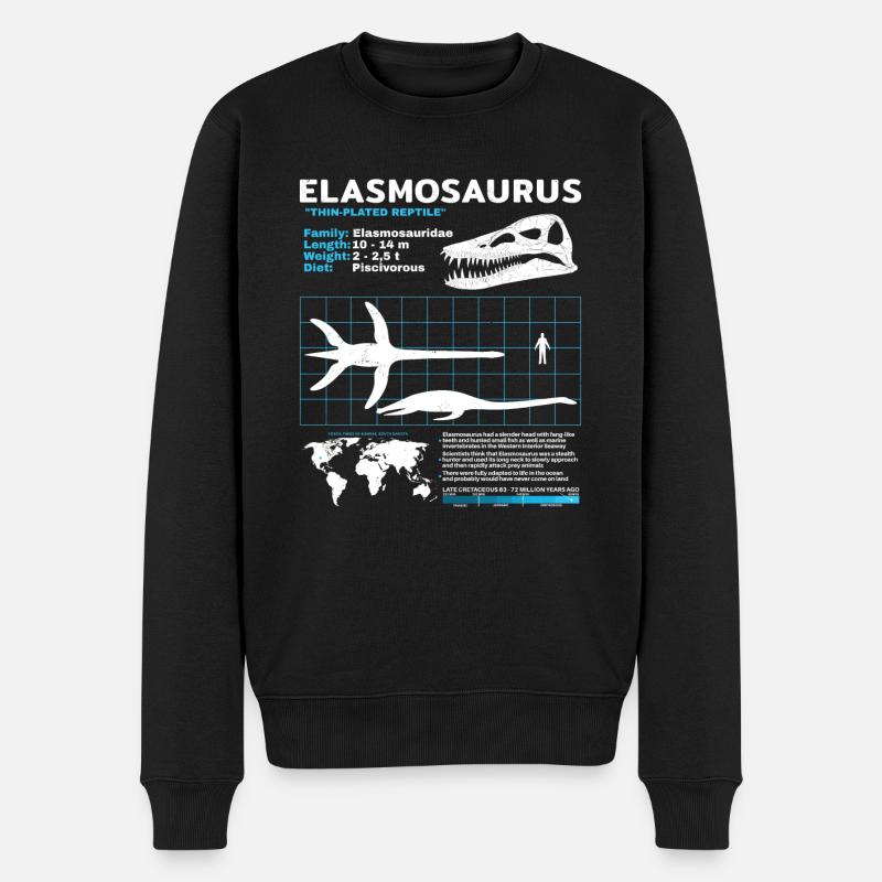 Fiche d’information sur Elasmosaurus - Pull Premium bio Homme - noir
