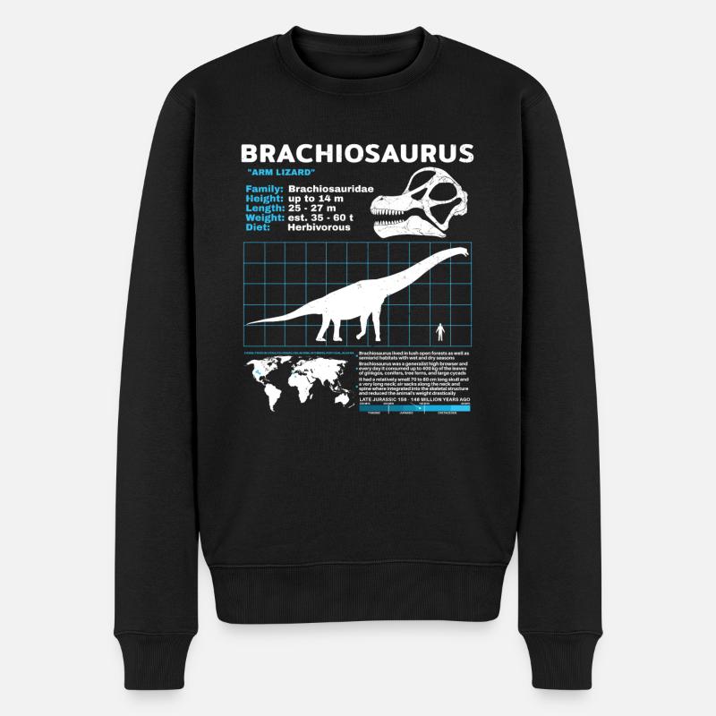 Brachiosaurus Datenblatt - Männer Premium Bio Pullover - Schwarz