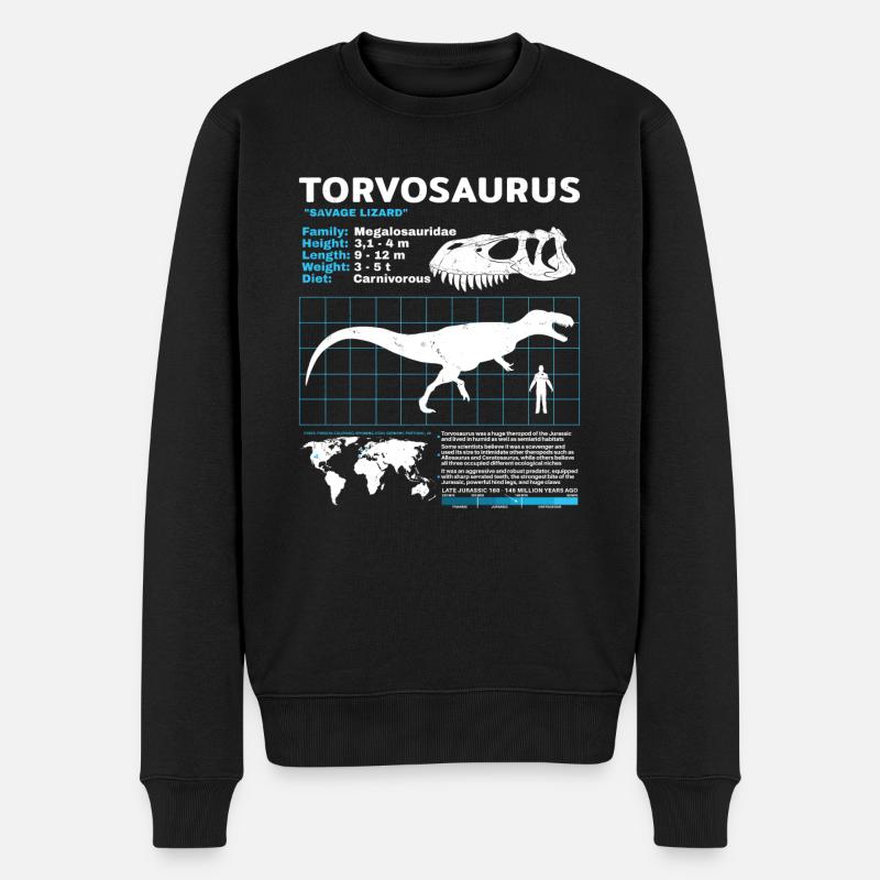 Torvosaurus Datenblatt - Männer Premium Bio Pullover - Schwarz