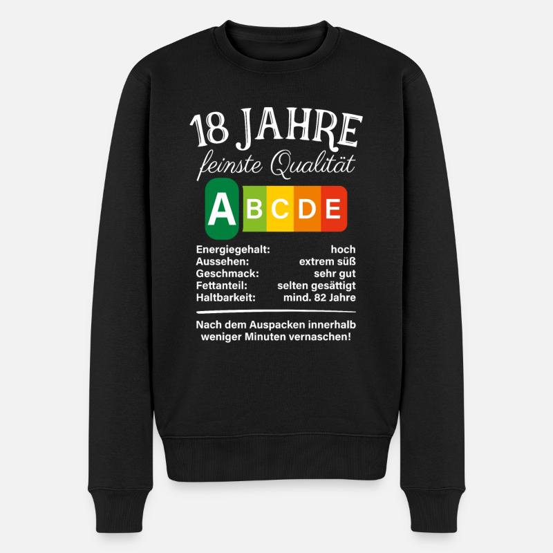 18 Jahre Feinste Qualität Geschenk 18. Geburtstag - Männer Premium Bio Pullover - Schwarz