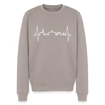 Amsterdam Skyline Niederlande Herzschlag Holland - Männer Premium Bio Pullover - Taupe - Vorne - Nico (187cm)