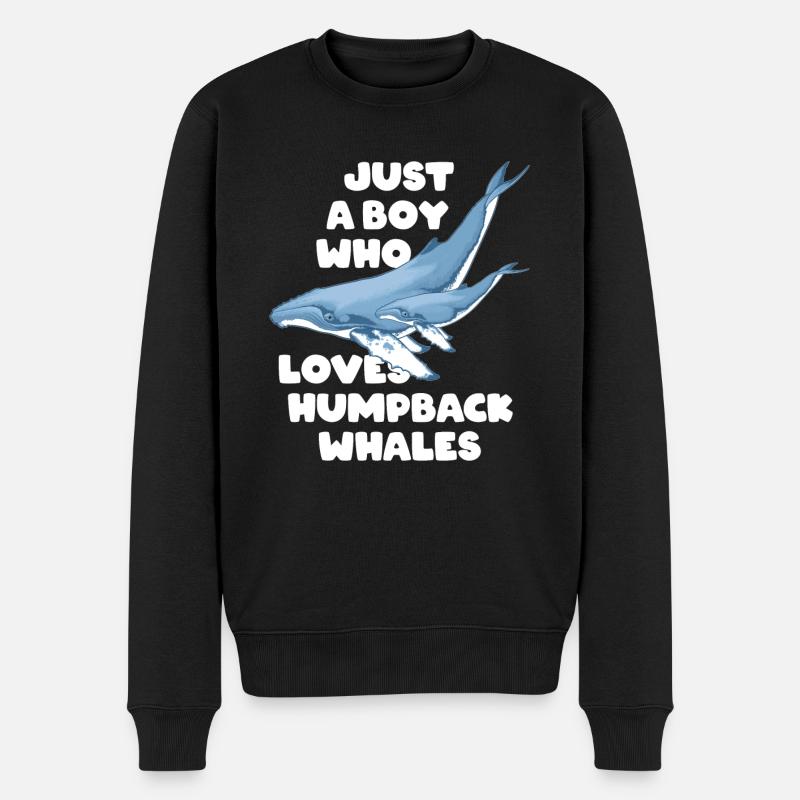 Just a boy who loves humpback whales Buckelwal - Männer Premium Bio Pullover - Schwarz