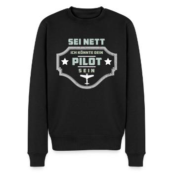 Umriss Eines Flugzeugs - Aircraft Pilot - Männer Premium Bio Pullover - Schwarz - Vorne - Nico (187cm)