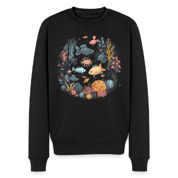 Fische Korallen Meer Ozean Meeresleben Tiere - Männer Premium Bio Pullover - Schwarz - Vorne - Nico (187cm)