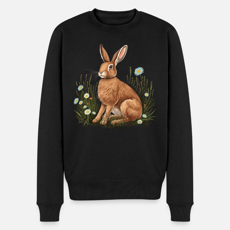 Hase Kaninchen - Männer Premium Bio Pullover - Schwarz