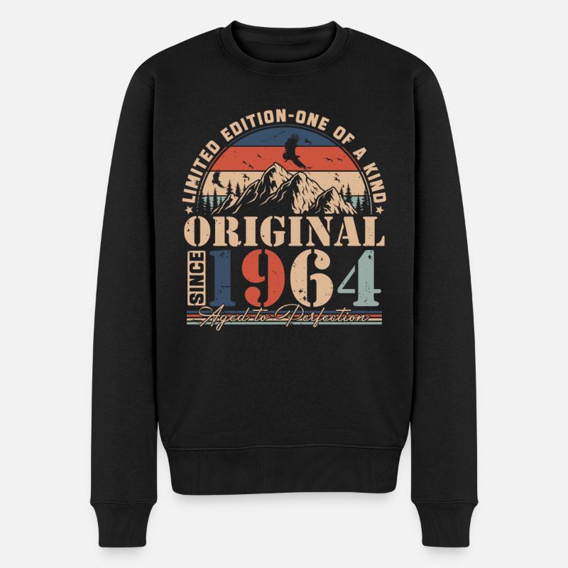 1964 Jahrgang Geburtstag Vintage Retro Geschenk - Männer Premium Bio Pullover - Schwarz