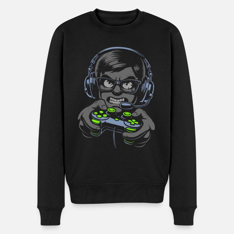 Gaming Gamer Nerd Controller Illustration - Männer Premium Bio Pullover - Schwarz