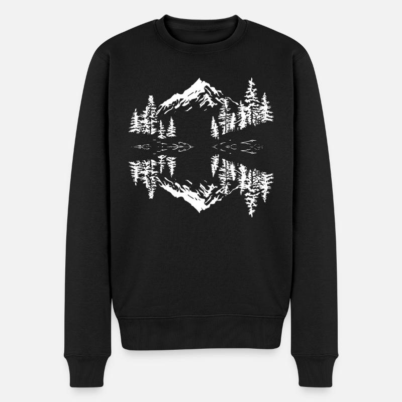 Natur Wildlife Outdoor Bäume Berge - Männer Premium Bio Pullover - Schwarz