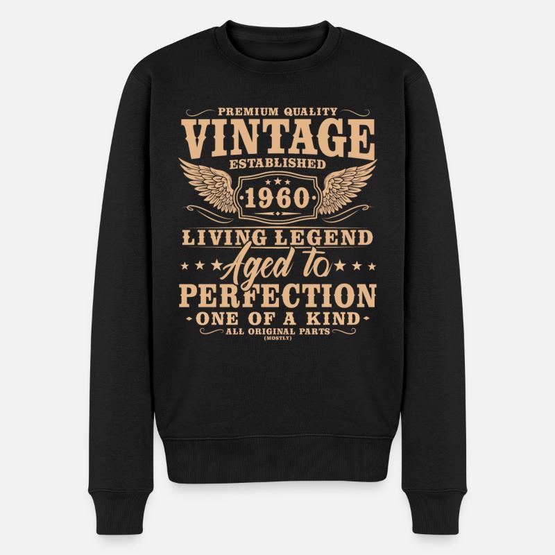 Vintage 1960 Jahrgang Geburtstag Retro Geschenk - Männer Premium Bio Pullover - Schwarz