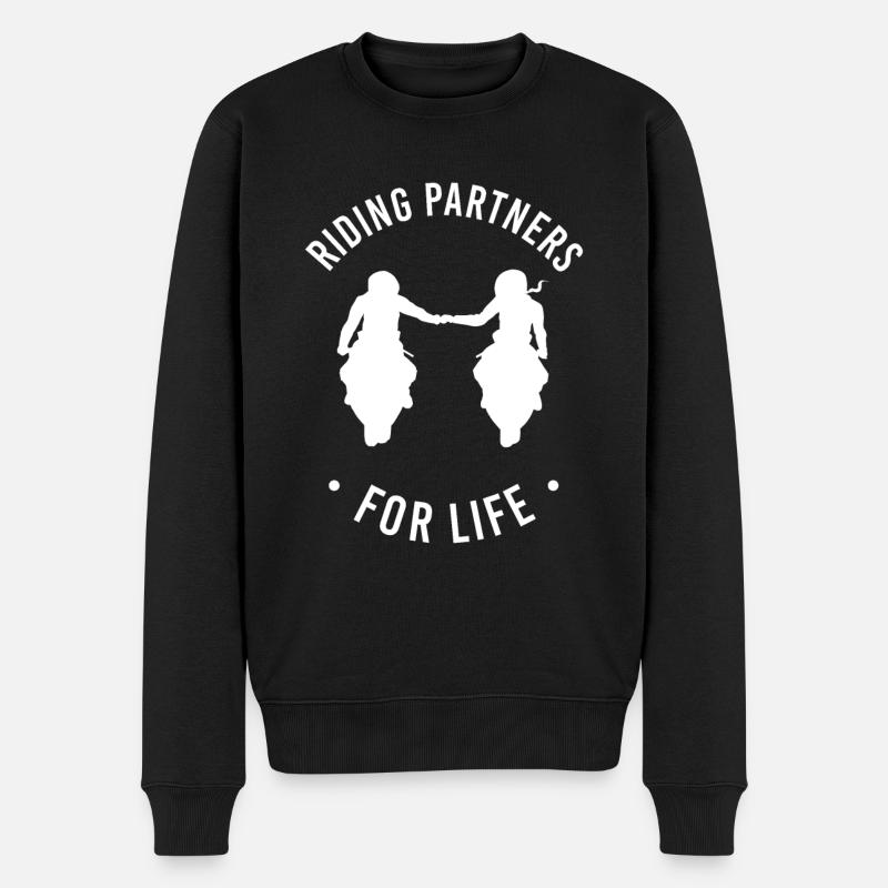 Riding Partners Pärchen Liebespaar Bikercouple - Männer Premium Bio Pullover - Schwarz