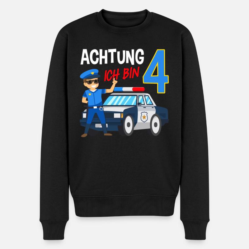 4. Geburtstag Polizei Auto 4 Jahre alt Polizist - Männer Premium Bio Pullover - Schwarz