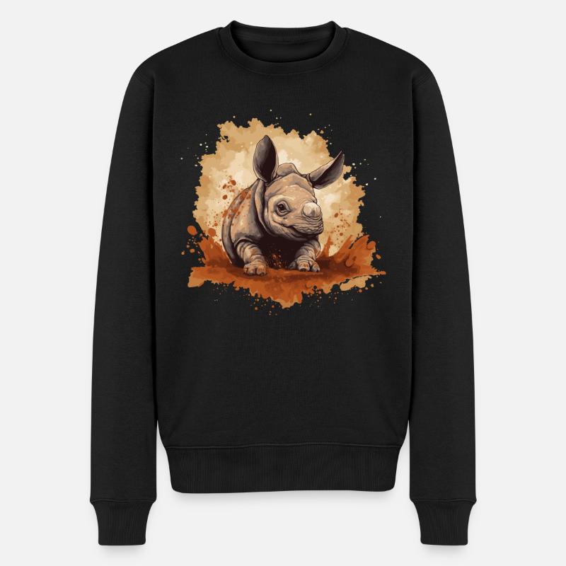 Bébé rhinocéros Rhinocéros - Pull Premium bio Homme - noir