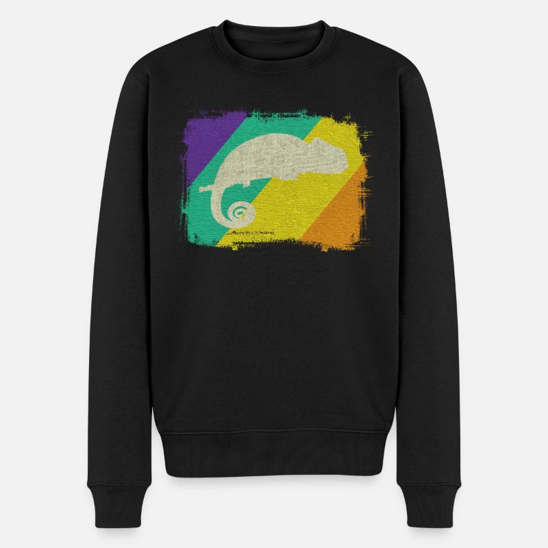 Le caméléon, toujours bien camouflé. - Pull Premium bio Homme - noir