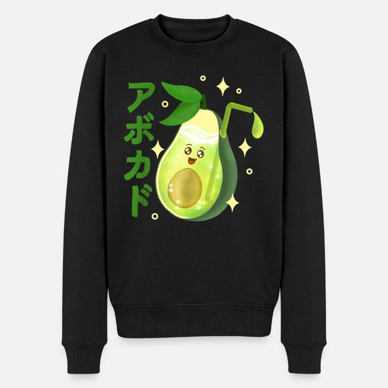 Kawaii Avocado Saft - Männer Premium Bio Pullover - Schwarz