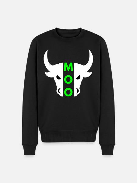 Moo (half head bull) - Men's Premium Organic Jumper - black