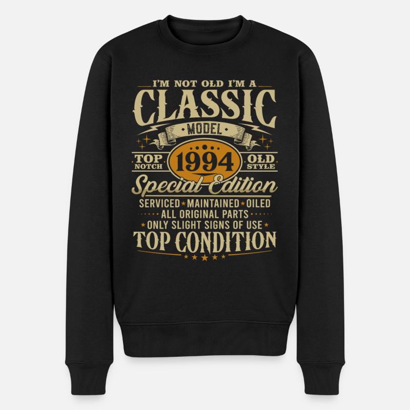 Jahrgang 1994 Klassiker Geburtstag Geschenk - Männer Premium Bio Pullover - Schwarz