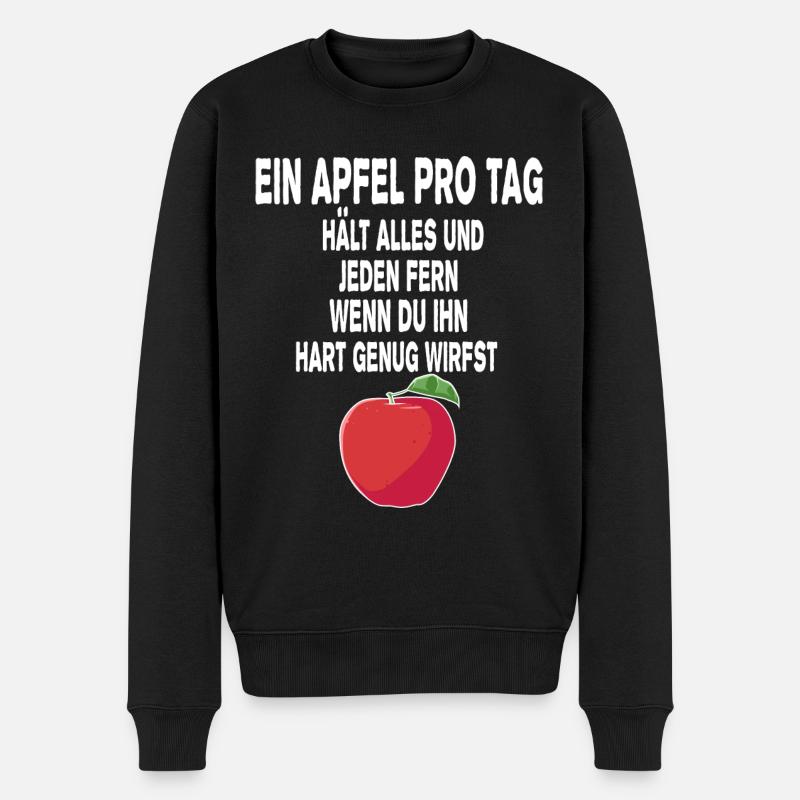 ein Apfel am Tag Spruch - Männer Premium Bio Pullover - Schwarz