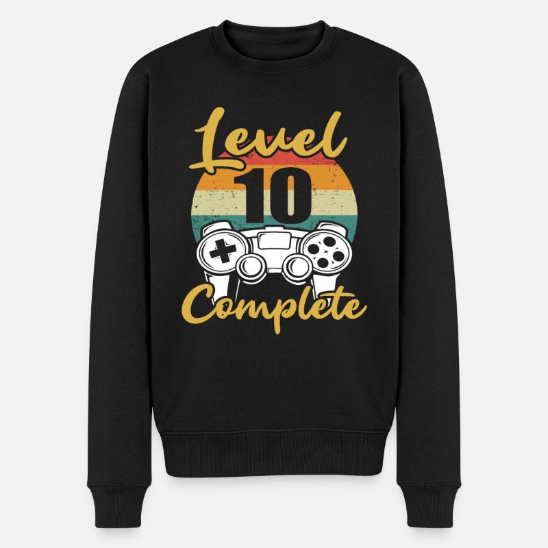 Level 10 Complete 10 Geburtstag Gamer - Männer Premium Bio Pullover - Schwarz