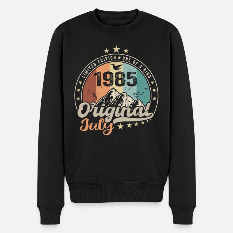 Juli 1985 Jubiläumsgeschenkidee Juli 1985 - Männer Premium Bio Pullover - Schwarz