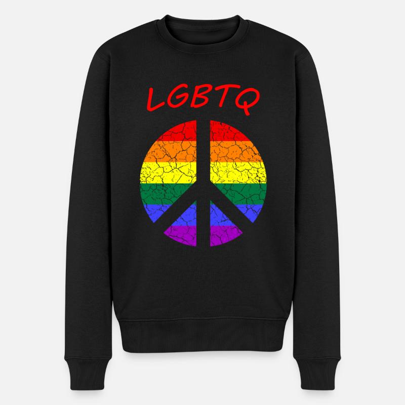 Peace Love LGBTQ CSD - Männer Premium Bio Pullover - Schwarz