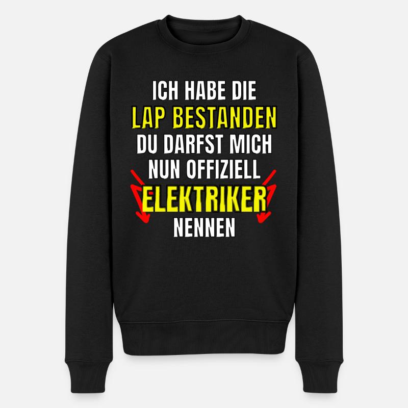 Elektriker Lehrabschlussprüfung LAP bestanden - Männer Premium Bio Pullover - Schwarz