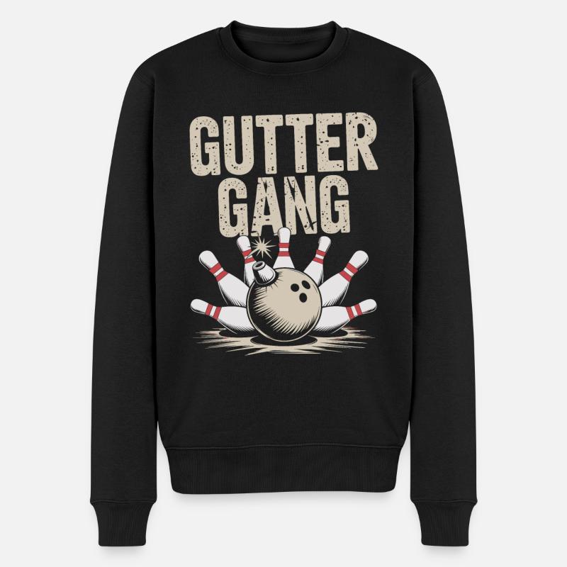 Bowler Bowling - Männer Premium Bio Pullover - Schwarz