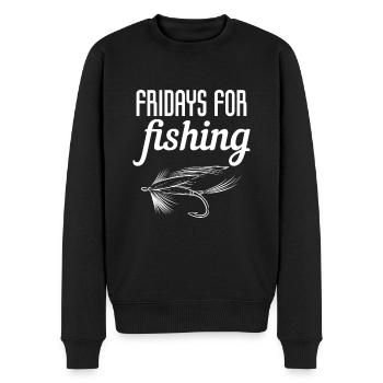 Fliegenfischer Angler Fliege Fliegenfischen Angeln - Männer Premium Bio Pullover - Schwarz - Vorne - Nico (187cm)
