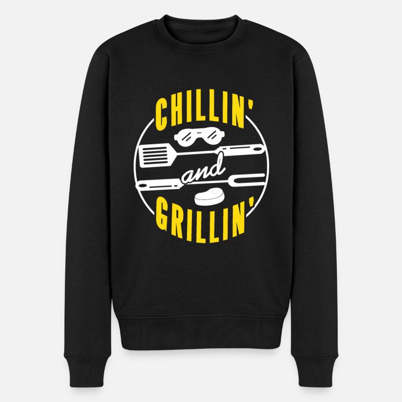Chillen und Grillen - Männer Premium Bio Pullover - Schwarz
